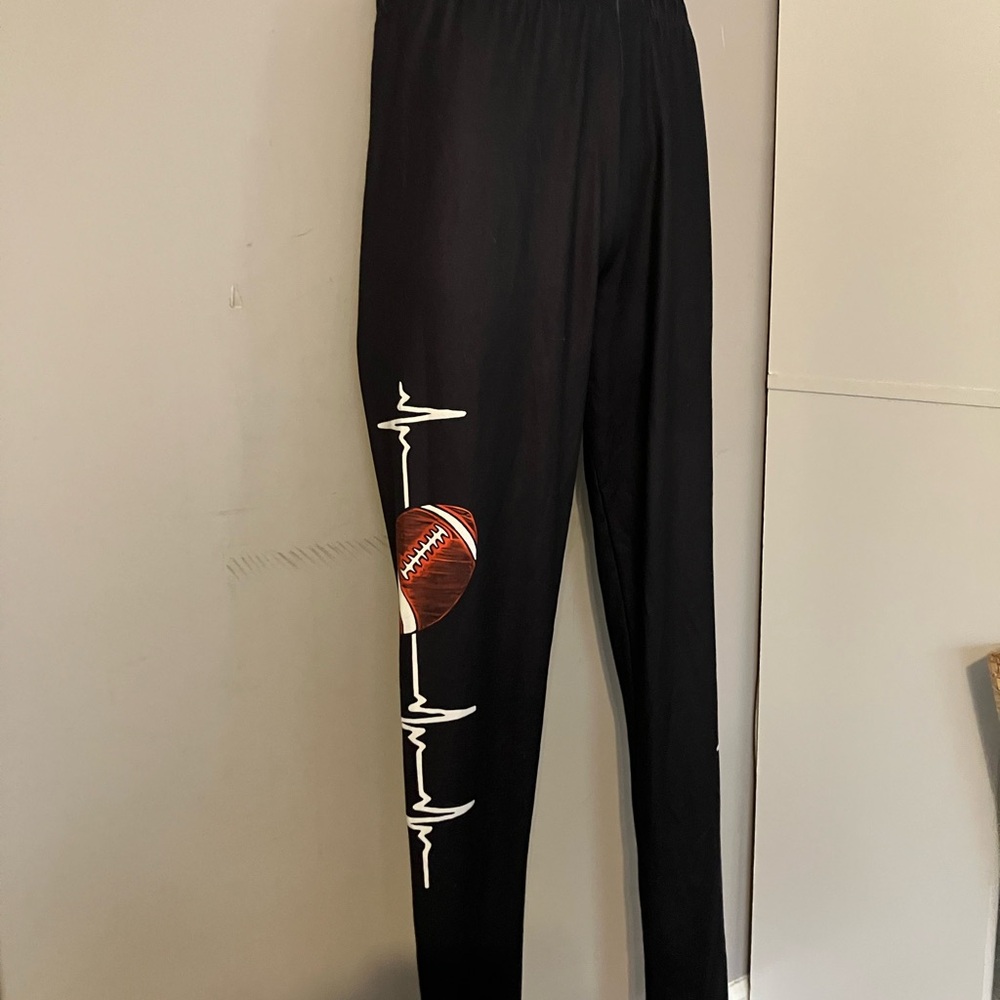 Black Pants Stretch Graphic Football Design